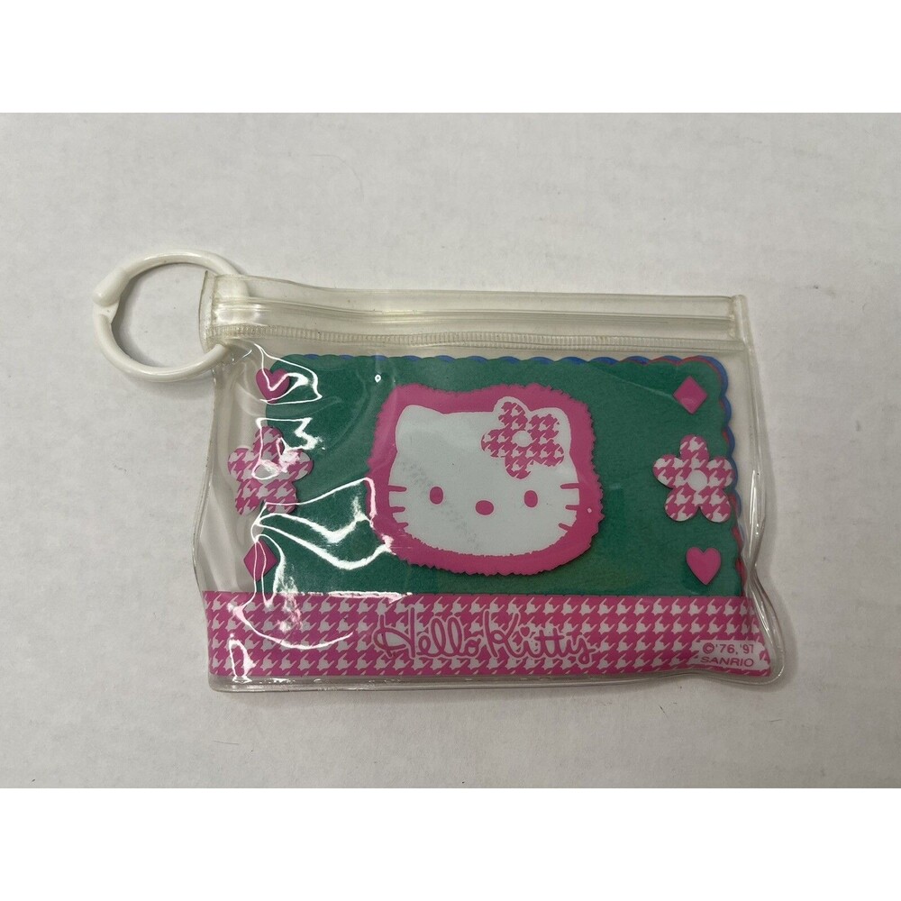 Vintage Sanrio Hello Kitty 90s Vinyl Card Coin Pouch Paper Set 1997 Wallet